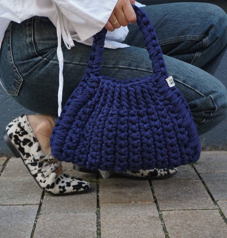 ink blue crochet bag by Yarn.