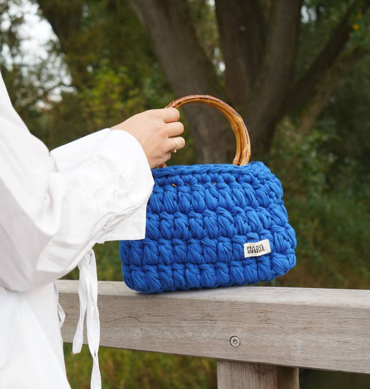 cobalt blue crochet bag by Yarn.